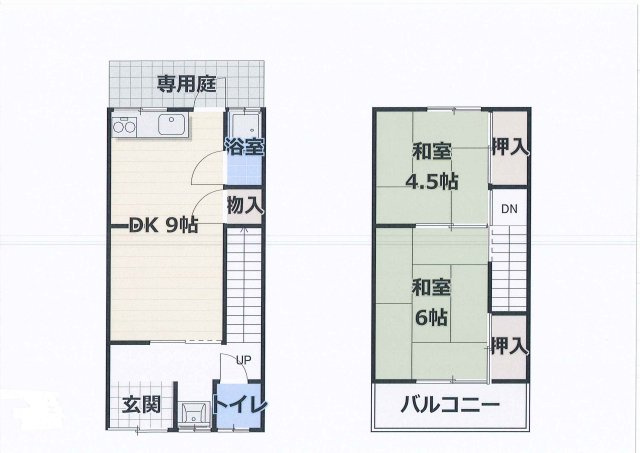 尼崎市若王寺２丁目の文化住宅の間取り