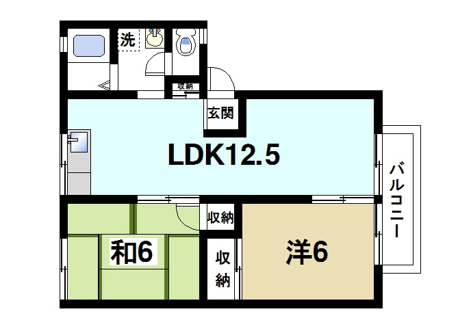 グランドハイツ岡田の間取り|2LDKの間取り