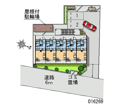 【区画図】 | ＦＩＯＲＥ | 敷地内に屋根付き駐輪場、ゴミ置き場があります