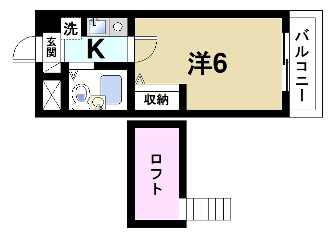 シティパレスやすらぎの道Ｐ６の間取り|単身様にもおススメのゆったりとした間取り。