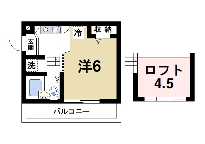シティパレス奈良町Ｐ２の間取り|ゆったりと暮らせる1Kの間取りです。