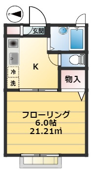 ハイビスカスの間取り|バストイレ別物件【ハイビスカス】