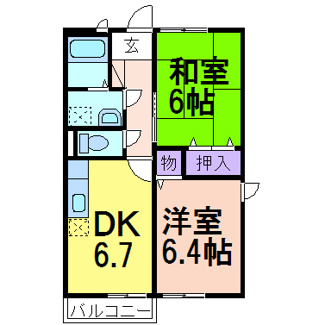 【間取り】 | アンソレイエ | 使いやすい２ＤＫです