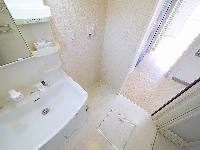 フェリシティーＥの洗面所|ゆったりとスペースのある洗面所