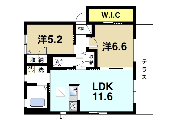 フェリシティーＥの間取り|家族やカップル向けのゆったりとした間取りです