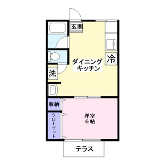 【間取り】 | フレンドハイツ | 広々使い易い間取りの１DKです
