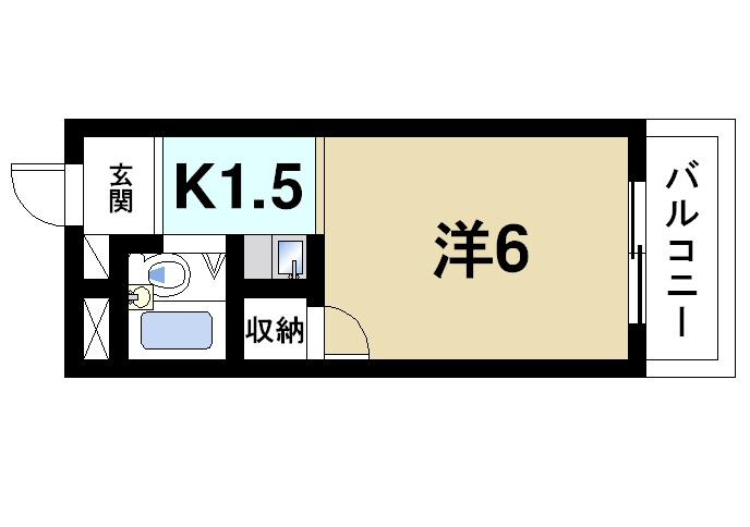 神殿マンション3号棟の間取り|お一人暮らしにピッタリの1Ｋのお部屋です。