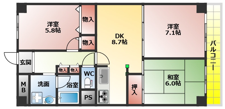 枚方光善寺スカイハイツの間取り