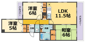 【間取り】 | ハイコート甲子園四番町（甲子園駅・鳴尾北小・学文中） | ハイコート甲子園四番町