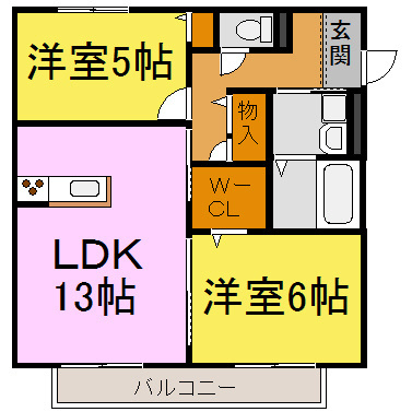 アムール姫路南の間取り|オール洋室、カウンターキッチンです。