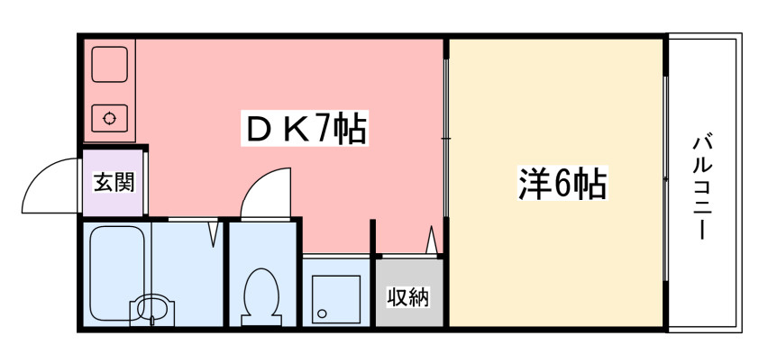 インタービレッジ三条の間取り|単身者向け１DK！