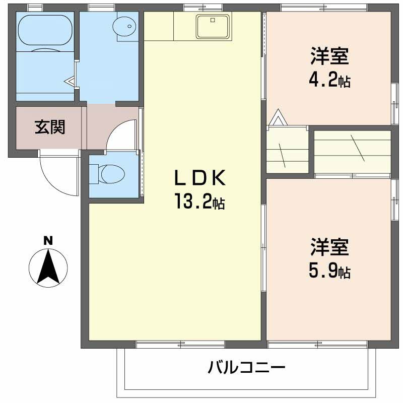 ディアス花北の間取り|広々３ＤＫ！専用庭付き！
