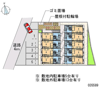 【区画図】 | アンソレイエ | 敷地内に屋根付き駐輪場、ゴミ置き場あります