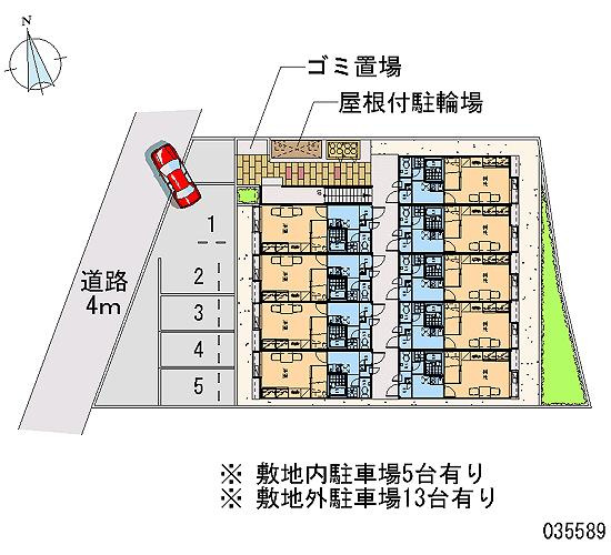 【区画図】 | アンソレイエ | 敷地内に屋根付き駐輪場、ゴミ置き場あります
