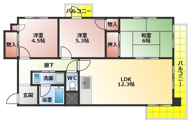 ブランカ・ベルヴィルの間取り|３ＬＤＫの間取り