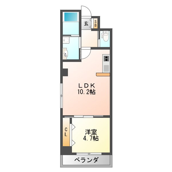 大幸ロイヤルA3の間取り|ひとり暮らしで十分な広さの間取りです。