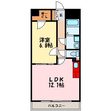 サムティ大阪WESTグランジールの間取り|リビング12帖の広々した間取り。
