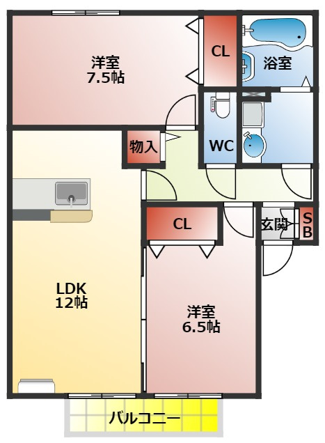 エストコリーヌ　Ⅱ番館の間取り