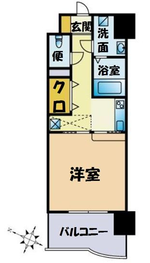 モントーレ天神セントラルスクエアの間取り|モントーレ天神セントラルスクエア（1K）　間取り