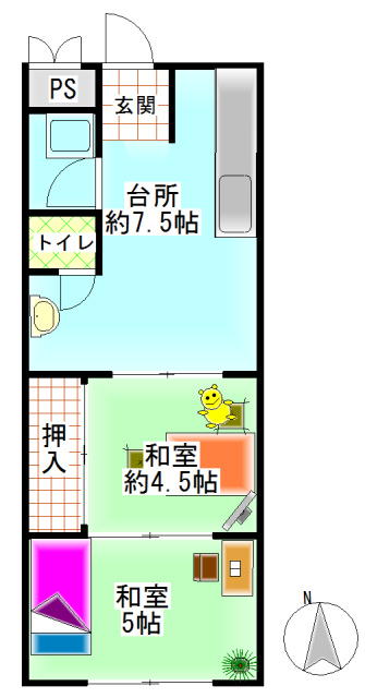 森本コーポの間取り|森本コーポ（岡山市北区庭瀬賃貸コーポ）間取り