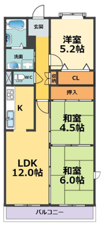 【間取り】 | ボヌール甲子園(甲子園駅・春風小学校・上甲子園中学校区)