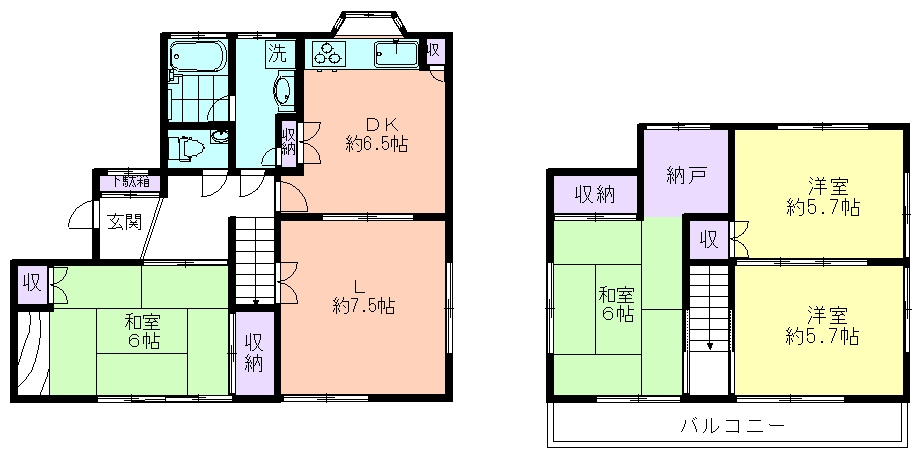 西東京市谷戸町１丁目の一戸建ての間取り