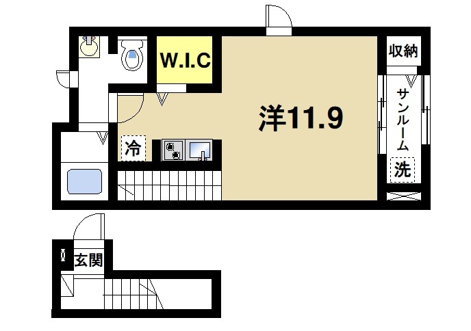 ベル　ソンジュの間取り|ウォークインクローゼットのあるお部屋です