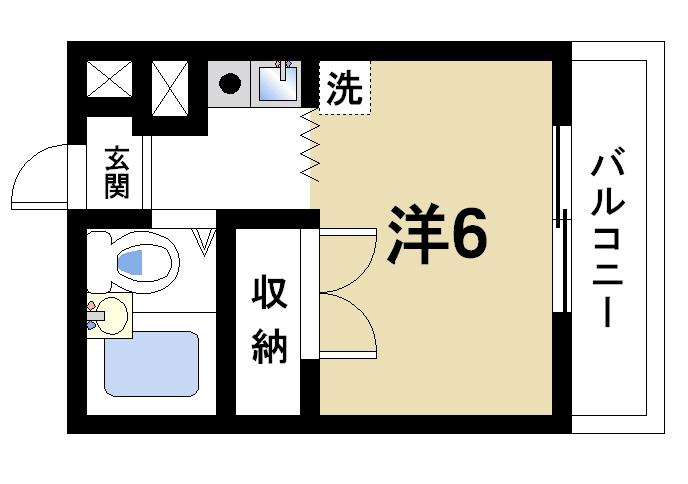ジュネス神殿の間取り|お一人暮らしにピッタリの1Ｋのお部屋です。