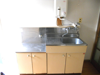 【キッチン】 | コーポ真珠苑 | ガスコンロが設置可能なキッチンセット