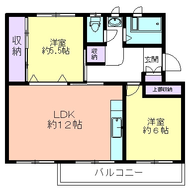 小川団地7号棟の間取り|２ＬＤＫに間取り変更済