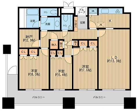墨田区堤通１丁目の賃貸マンションの間取り