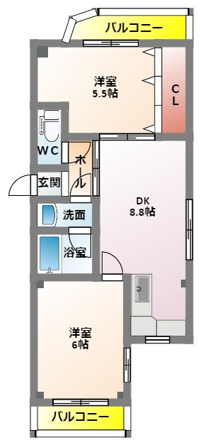 コーポ正宝　香里園の間取り|２ＤＫの間取り