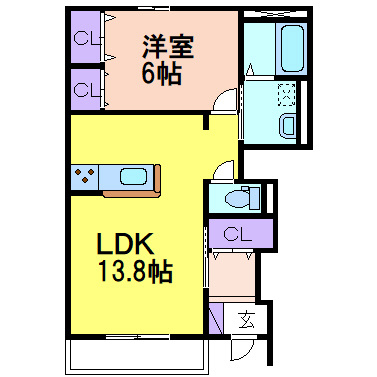 ポラリス　Ｂ棟の間取り|掲載写真は同建物・反転タイプのお部屋です。現況優先といたします。