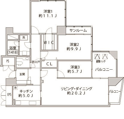港区港南１丁目の賃貸マンションの間取り