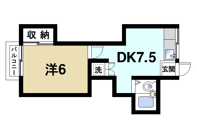 日生ハイツの間取り|人気の1LDKです