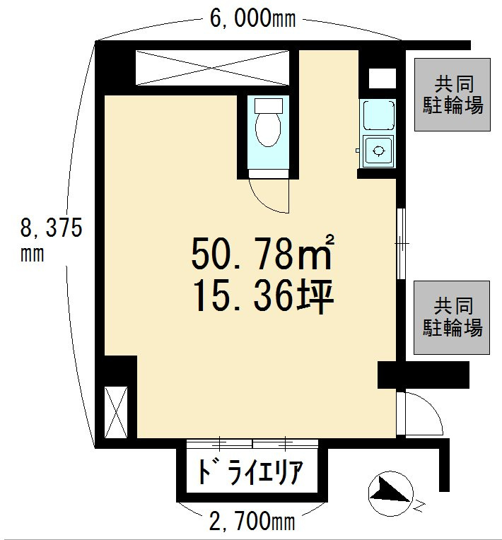 岩の入ハイツの間取り|約15坪【岩の入ハイツ店舗】
