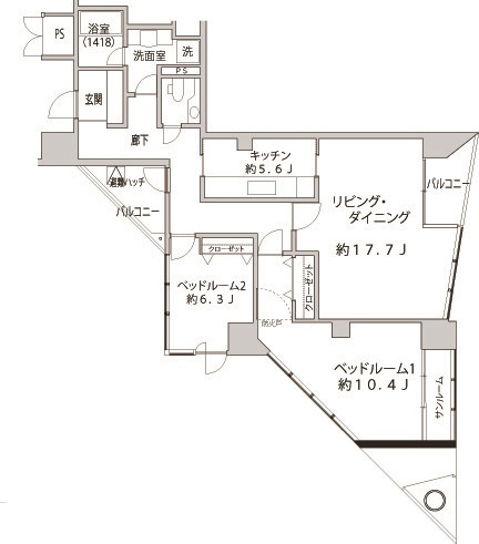 港区港南１丁目の賃貸マンションの間取り