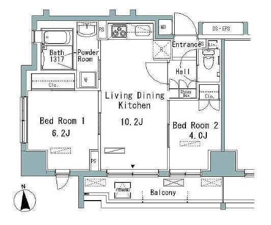 ParkAxis仲御徒町の間取り|パークアクシス仲御徒町の間取りです、南向き日当たり眺望良好です