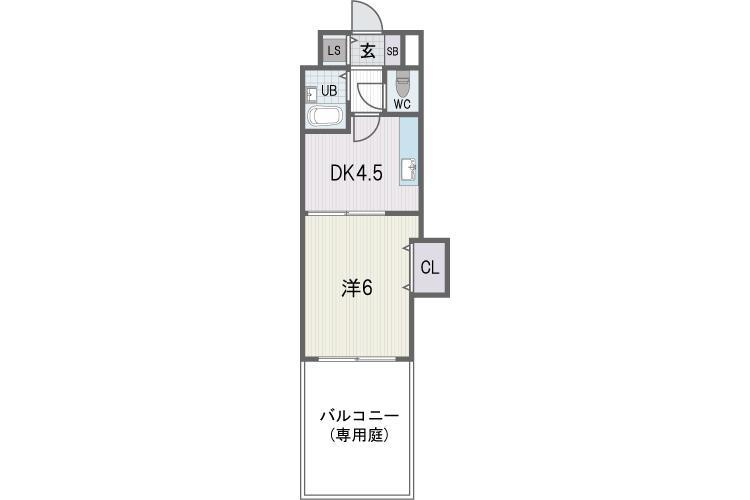 クロスステージ大濠の間取り|クロスステージ大濠（1ＤＫ）　間取り
