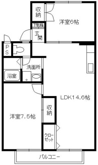 【間取り】 | フローラルシティⅠ Ｂ棟 | ３ＤＫから２ＬＤＫにリフォーム済み！