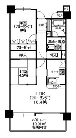 スカール平尾ヴィクトリーの間取り|スカール平尾ヴィクトリー（2LDK）　間取り