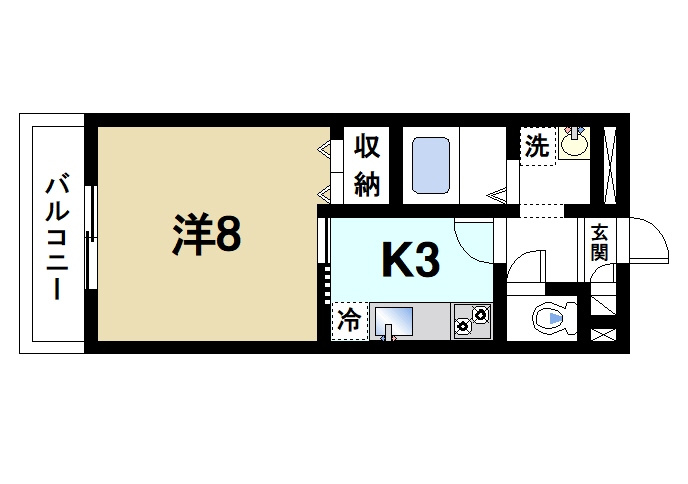 都（西九条町）の間取り|お一人暮らしにピッタリの1Ｋのお部屋です。
