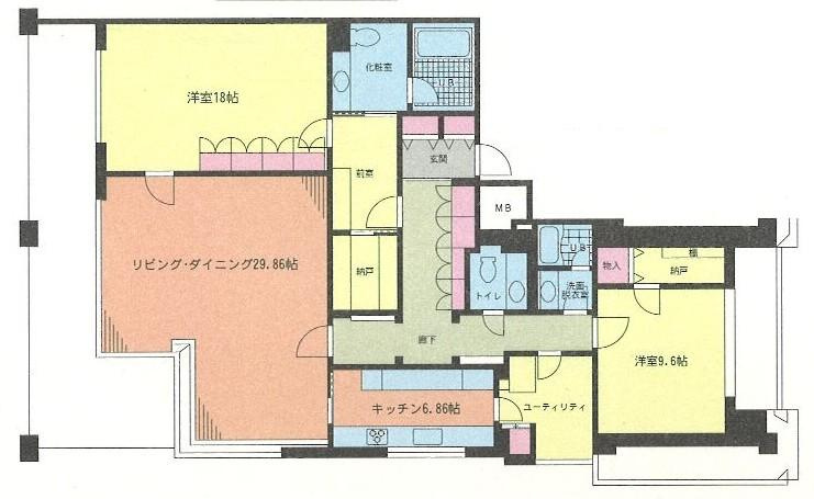 中央区日本橋箱崎町の賃貸マンションの間取り