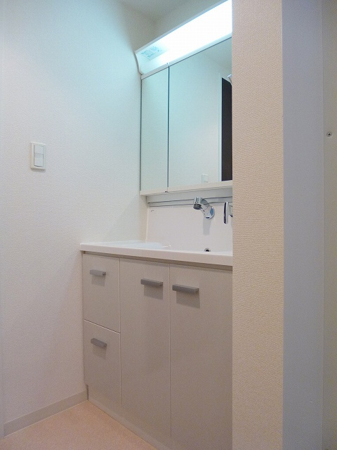 ParkAxis元浅草stageの洗面所|三面鏡付ハンドシャワー付独立洗面室