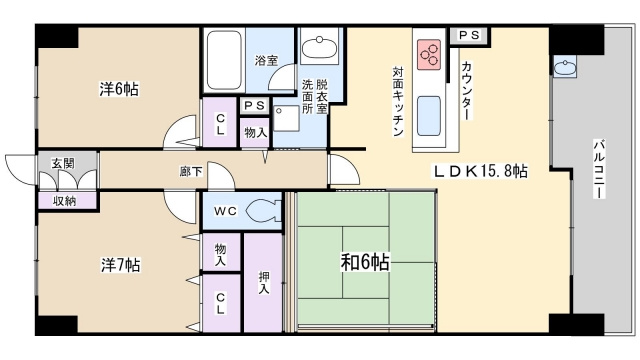 エステムコート香里園の間取り|Ｋタイプ