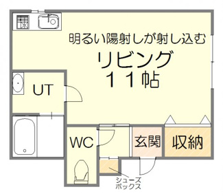 【間取り】 | 曙Ｋ-ｓｔａｇｅ１　 | 間取りはこちらです。お部屋は一人暮らしであればゆとりのある空間。収納スペースも充実。使い勝手を重視した間取りとなっております。