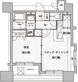 アクタス天神北の間取り|アクタス天神北（1LDK）　間取り