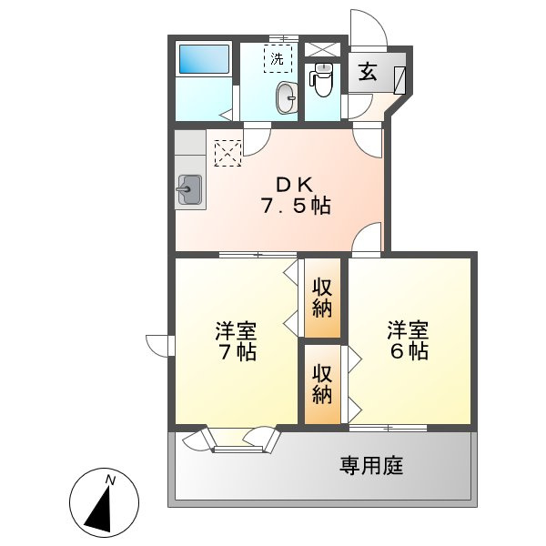 倉敷市上東のアパートの間取り