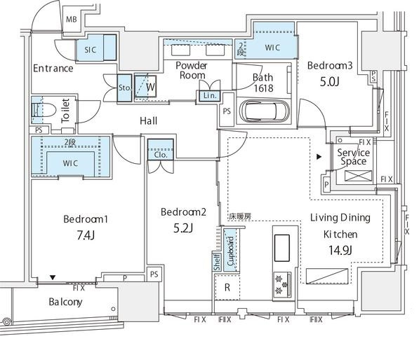 中央区銀座３丁目の賃貸マンションの間取り