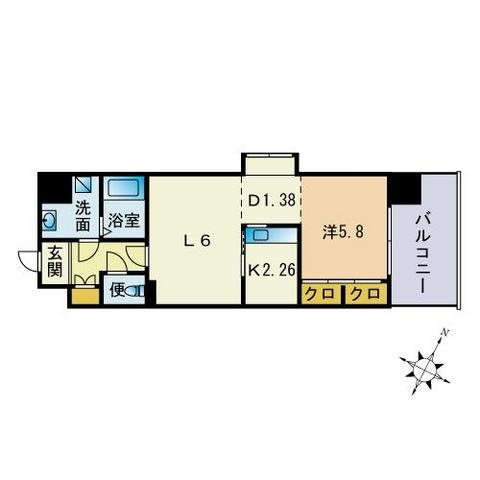 エスティメゾン薬院の間取り|エスティメゾン薬院（1K）間取り